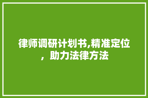 律师调研计划书,精准定位，助力法律方法