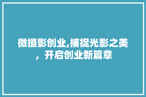 微摄影创业,捕捉光影之美，开启创业新篇章