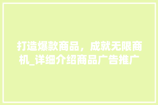 打造爆款商品，成就无限商机_详细介绍商品广告推广计划