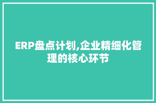 ERP盘点计划,企业精细化管理的核心环节