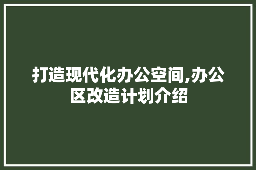 打造现代化办公空间,办公区改造计划介绍