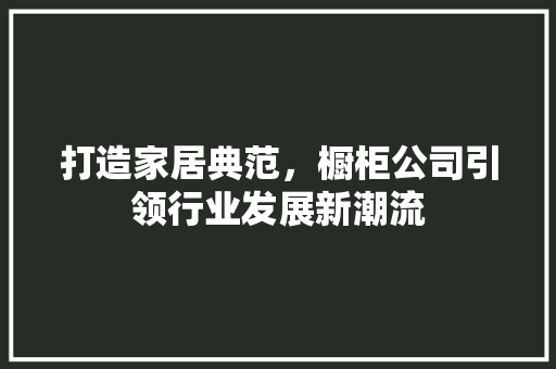 打造家居典范，橱柜公司引领行业发展新潮流