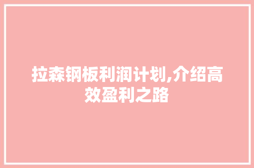 拉森钢板利润计划,介绍高效盈利之路