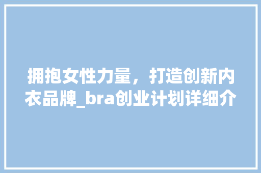 拥抱女性力量，打造创新内衣品牌_bra创业计划详细介绍