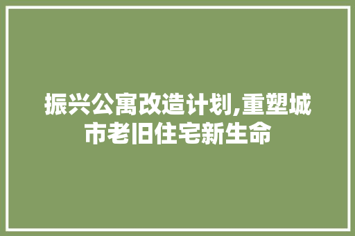 振兴公寓改造计划,重塑城市老旧住宅新生命