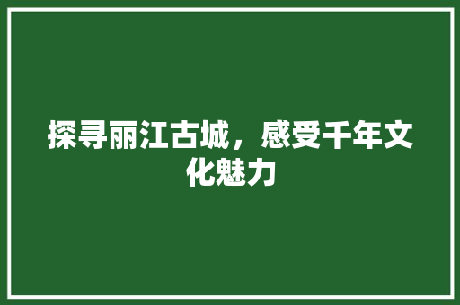探寻丽江古城，感受千年文化魅力