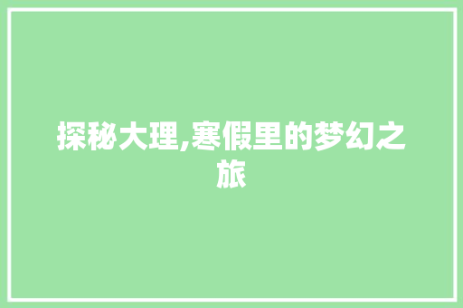 探秘大理,寒假里的梦幻之旅