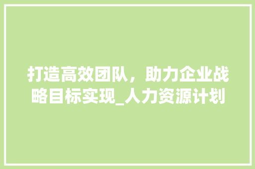 打造高效团队，助力企业战略目标实现_人力资源计划详细介绍