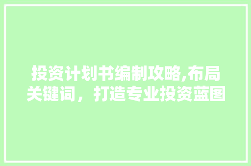 投资计划书编制攻略,布局关键词，打造专业投资蓝图
