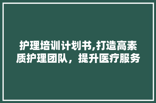 护理培训计划书,打造高素质护理团队，提升医疗服务质量