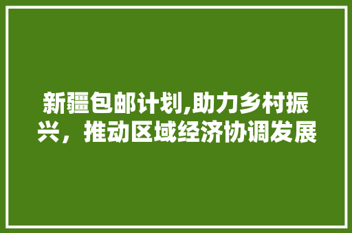 新疆包邮计划,助力乡村振兴，推动区域经济协调发展