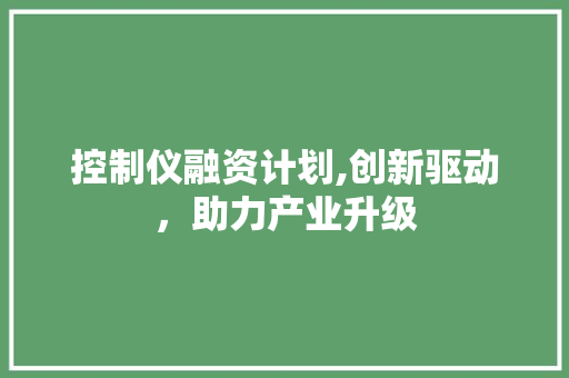 控制仪融资计划,创新驱动，助力产业升级