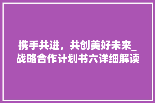 携手共进，共创美好未来_战略合作计划书六详细解读