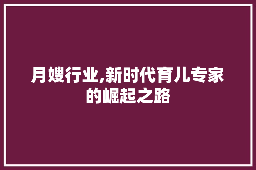 月嫂行业,新时代育儿专家的崛起之路