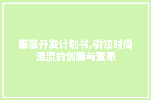 服装开发计划书,引领时尚潮流的创新与变革