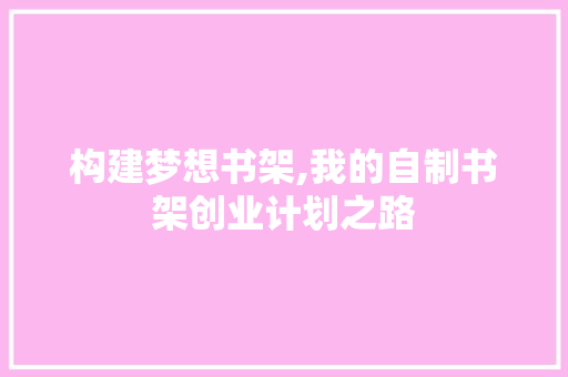 构建梦想书架,我的自制书架创业计划之路