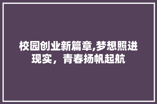 校园创业新篇章,梦想照进现实，青春扬帆起航
