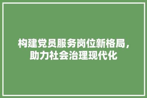 构建党员服务岗位新格局，助力社会治理现代化