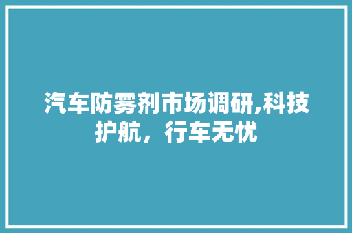 汽车防雾剂市场调研,科技护航，行车无忧