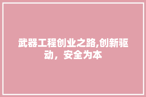 武器工程创业之路,创新驱动，安全为本