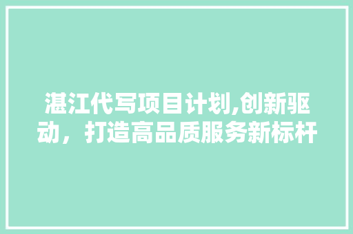 湛江代写项目计划,创新驱动，打造高品质服务新标杆