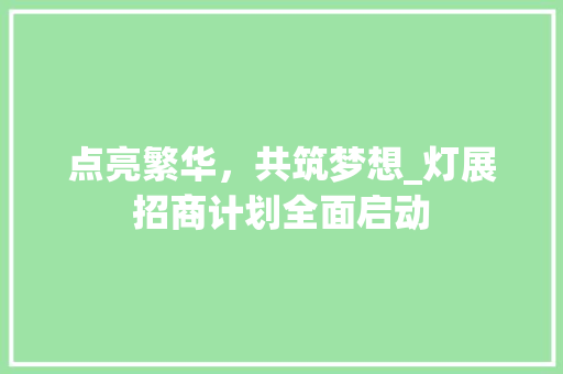 点亮繁华，共筑梦想_灯展招商计划全面启动