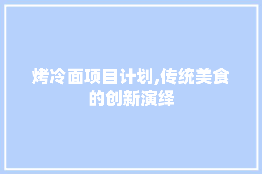 烤冷面项目计划,传统美食的创新演绎