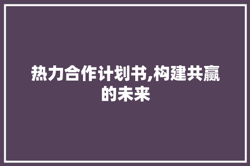 热力合作计划书,构建共赢的未来