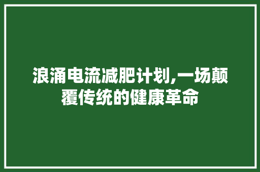 浪涌电流减肥计划,一场颠覆传统的健康革命