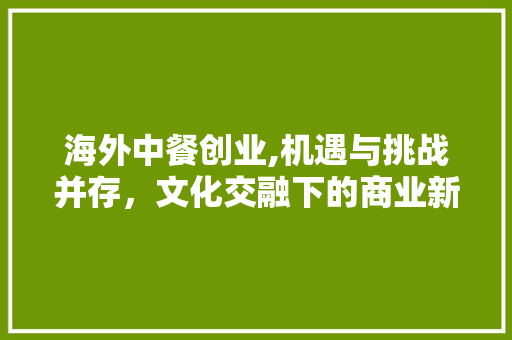 海外中餐创业,机遇与挑战并存，文化交融下的商业新篇章
