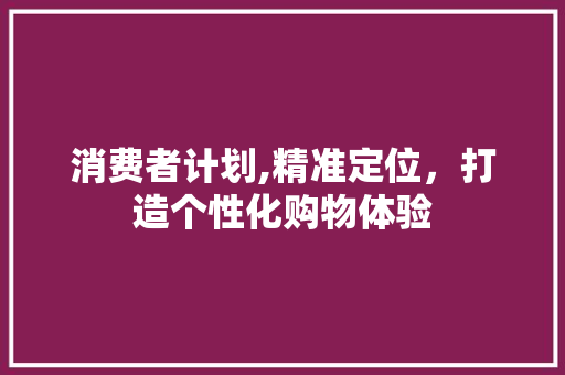 消费者计划,精准定位，打造个性化购物体验