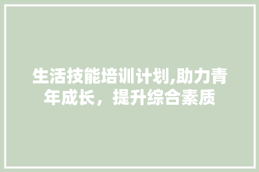生活技能培训计划,助力青年成长，提升综合素质