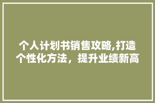 个人计划书销售攻略,打造个性化方法，提升业绩新高度