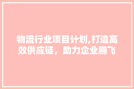 物流行业项目计划,打造高效供应链，助力企业腾飞