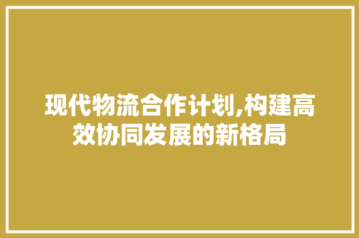 现代物流合作计划,构建高效协同发展的新格局