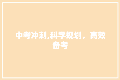 中考冲刺,科学规划，高效备考