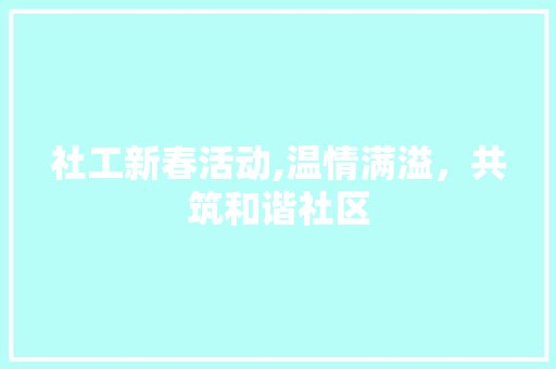 社工新春活动,温情满溢，共筑和谐社区