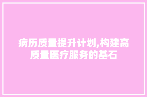 病历质量提升计划,构建高质量医疗服务的基石