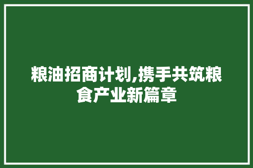 粮油招商计划,携手共筑粮食产业新篇章