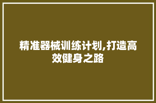精准器械训练计划,打造高效健身之路