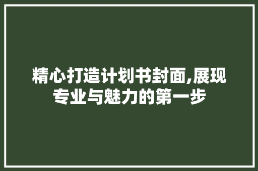 精心打造计划书封面,展现专业与魅力的第一步