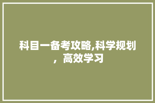 科目一备考攻略,科学规划，高效学习