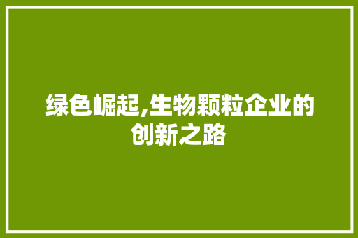 绿色崛起,生物颗粒企业的创新之路