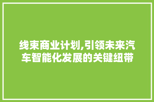 线束商业计划,引领未来汽车智能化发展的关键纽带