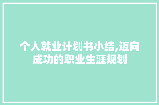 个人就业计划书小结,迈向成功的职业生涯规划