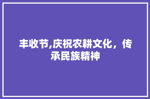 丰收节,庆祝农耕文化，传承民族精神