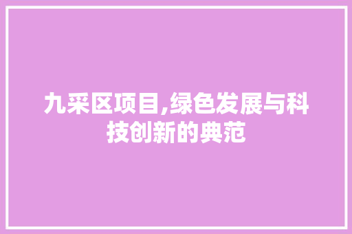 九采区项目,绿色发展与科技创新的典范