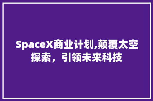 SpaceX商业计划,颠覆太空探索，引领未来科技