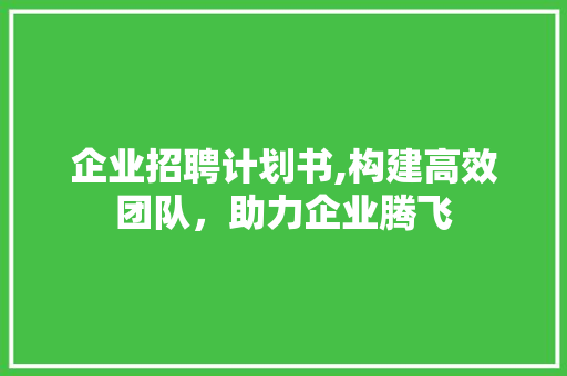 企业招聘计划书,构建高效团队，助力企业腾飞