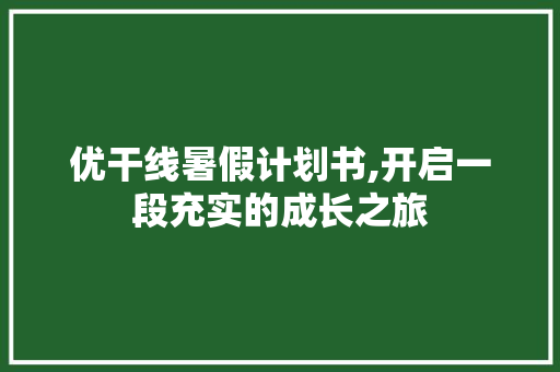 优干线暑假计划书,开启一段充实的成长之旅